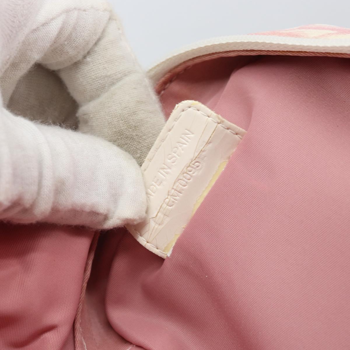 Christian Dior Trotter Canvas Pouch PVC Pink Silver Auth ti3758