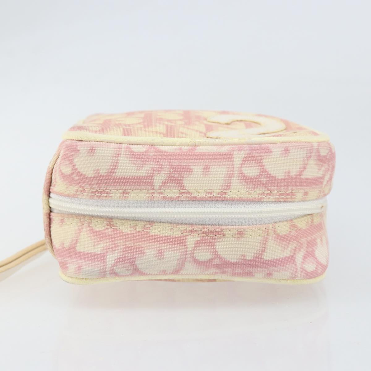 Christian Dior Trotter Canvas Pouch PVC Pink Silver Auth ti3758