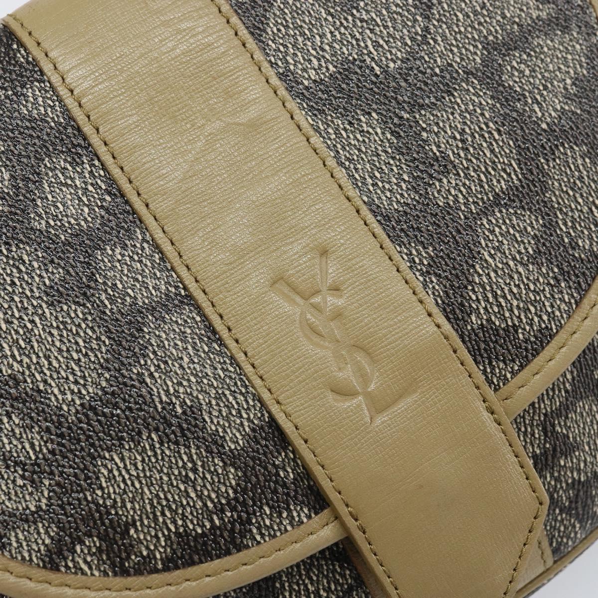 SAINT LAURENT Shoulder Bag PVC Leather Gray Gold Auth ti3759