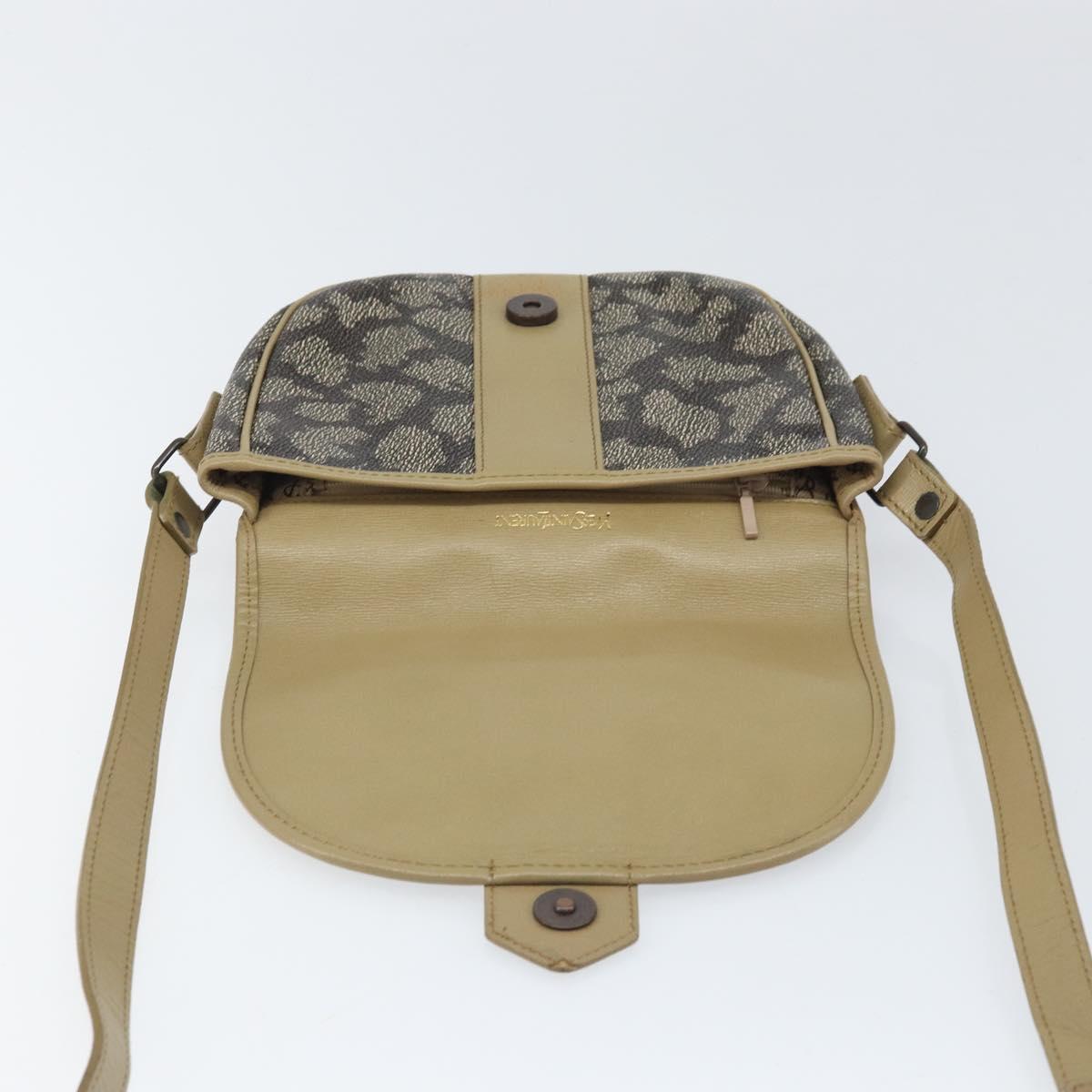 SAINT LAURENT Shoulder Bag PVC Leather Gray Gold Auth ti3759