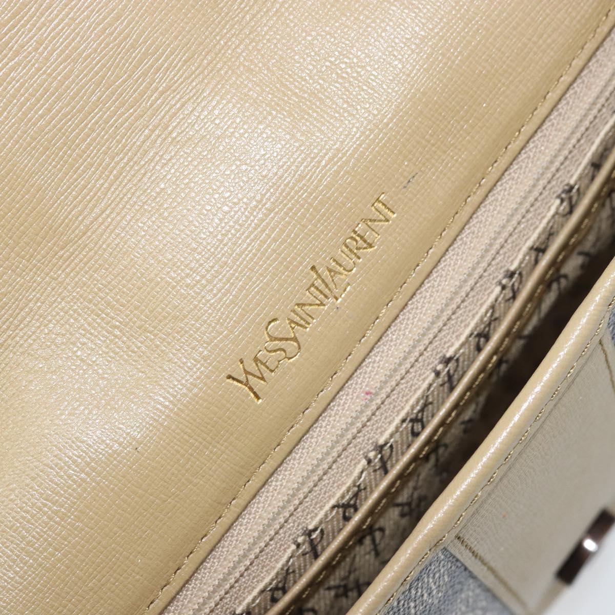 SAINT LAURENT Shoulder Bag PVC Leather Gray Gold Auth ti3759