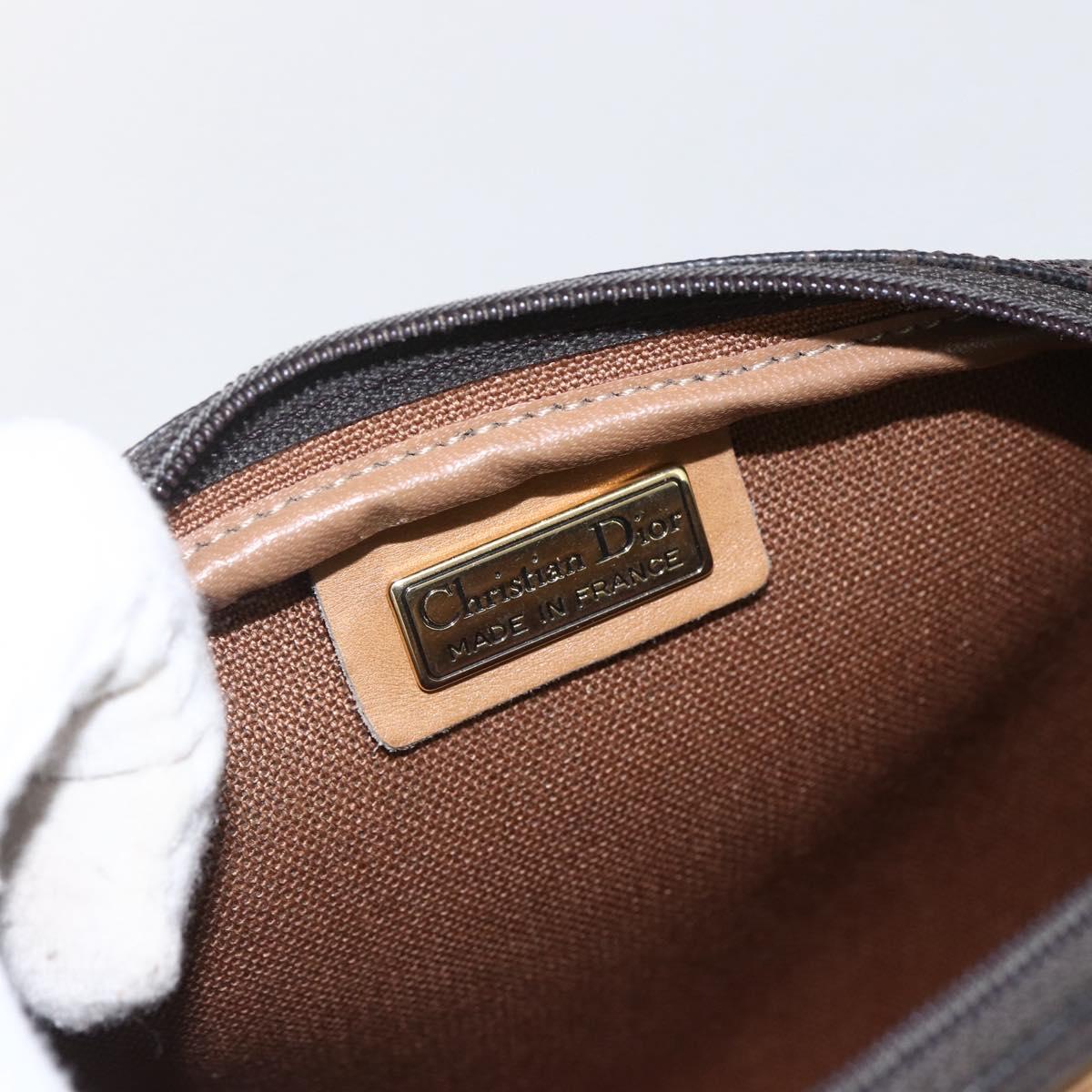 Christian Dior Honeycomb Canvas Shoulder Bag PVC Black Gold Auth ti3760