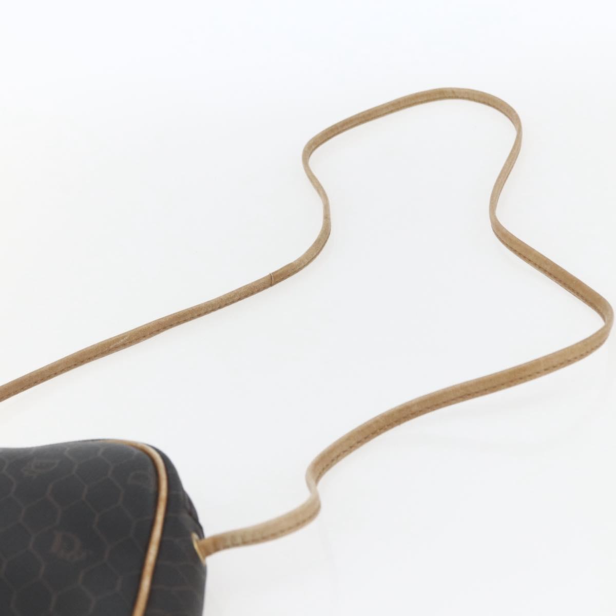 Christian Dior Honeycomb Canvas Shoulder Bag PVC Black Gold Auth ti3760