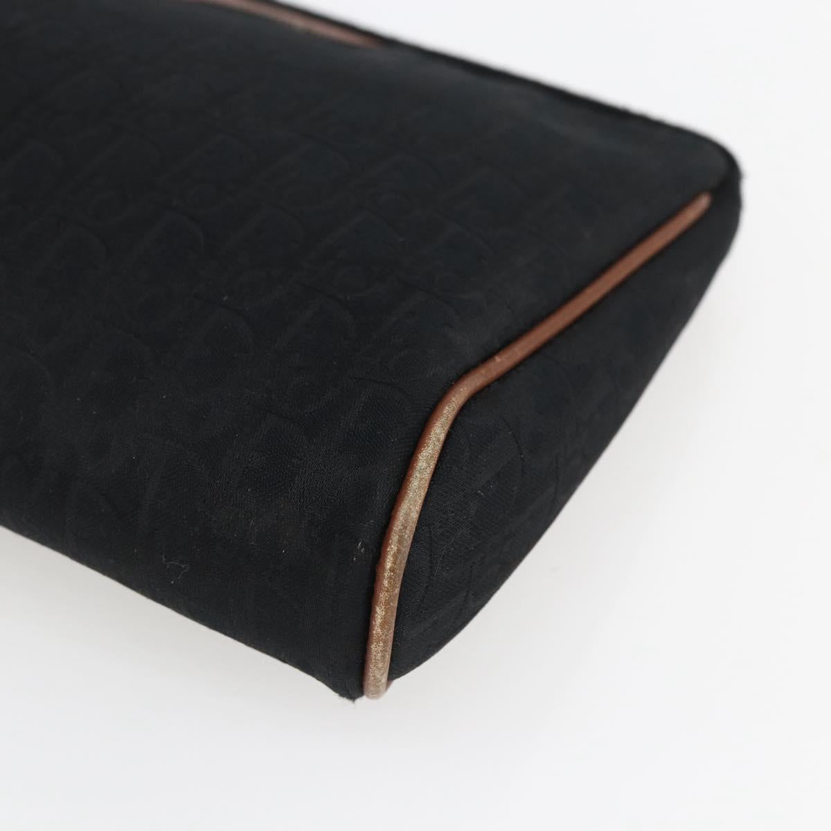 Christian Dior Trotter Canvas Pouch Black Gold Auth ti3761