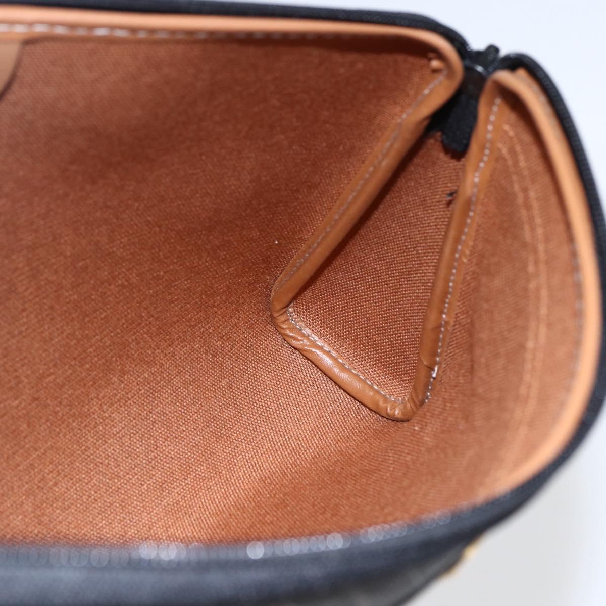 Christian Dior Honeycomb Canvas Pouch PVC Leather Black Auth ti3762