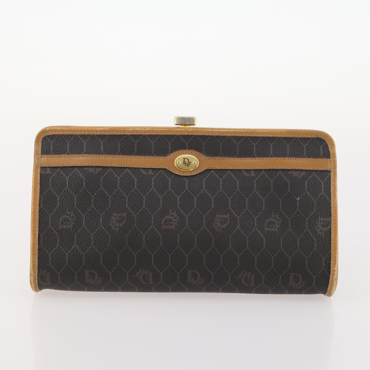 Christian Dior Honeycomb Canvas Clutch Bag PVC 2 Set Black Auth ti3763