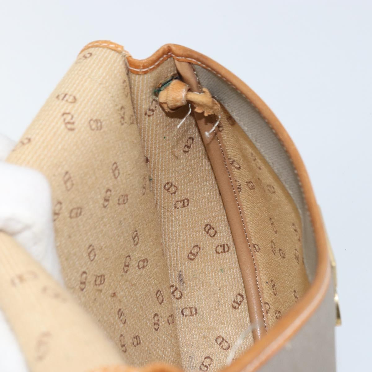 Christian Dior Shoulder Bag PVC Leather Gray Gold Auth ti3764