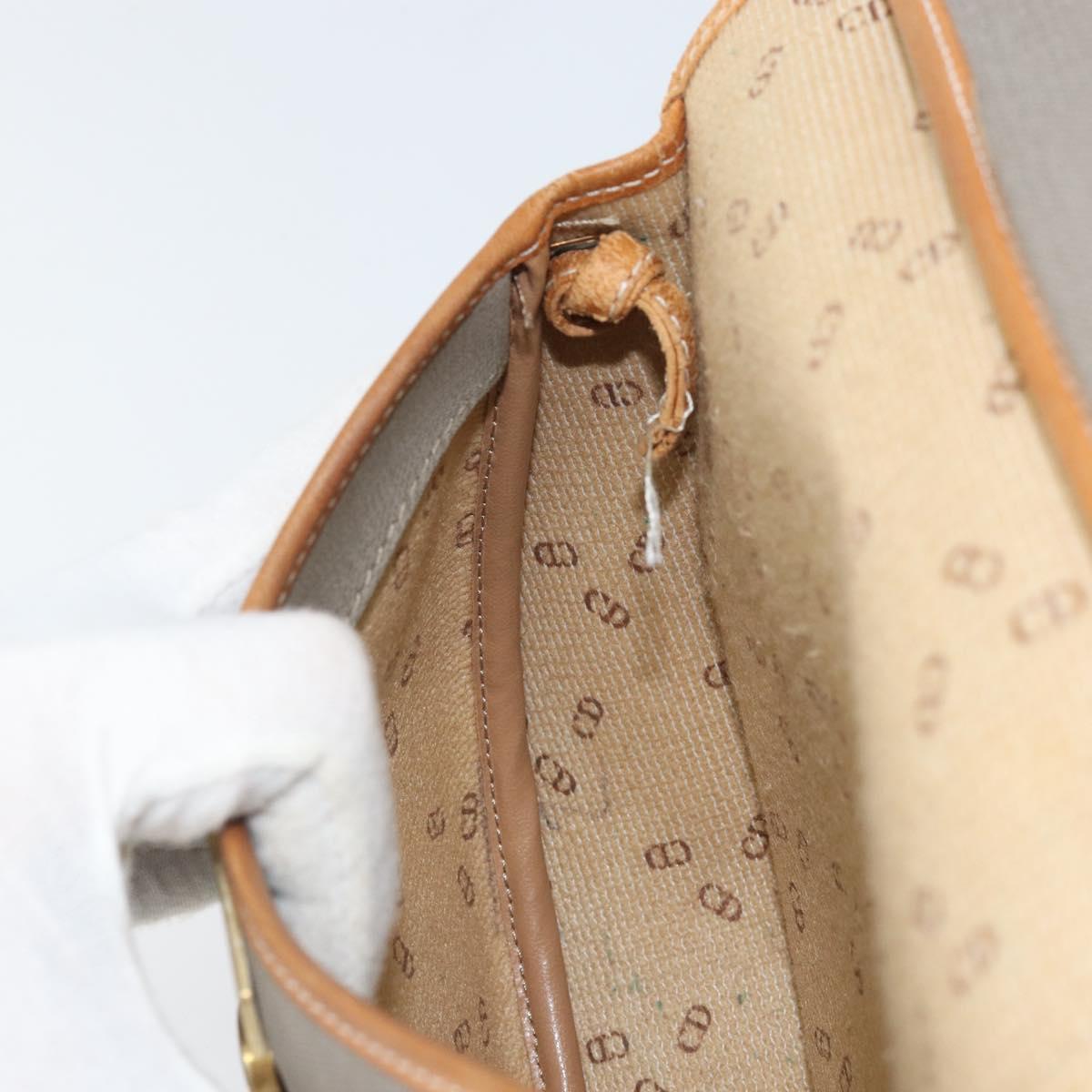 Christian Dior Shoulder Bag PVC Leather Gray Gold Auth ti3764