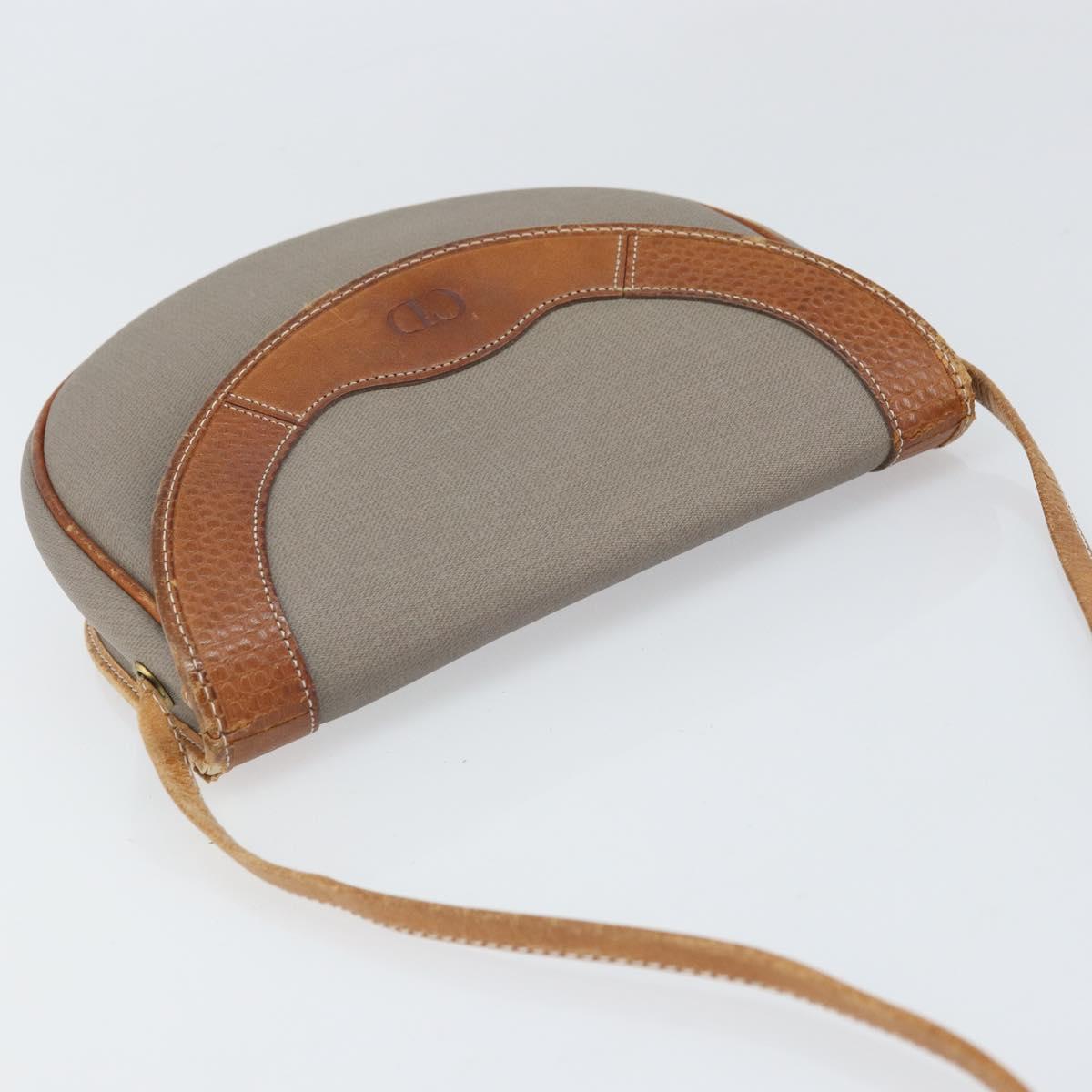 Christian Dior Shoulder Bag PVC Leather Gray Gold Auth ti3764