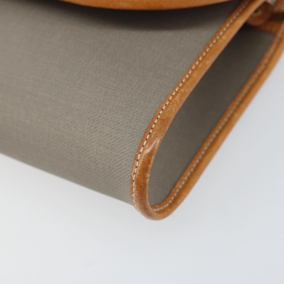 Christian Dior Shoulder Bag PVC Leather Gray Gold Auth ti3765