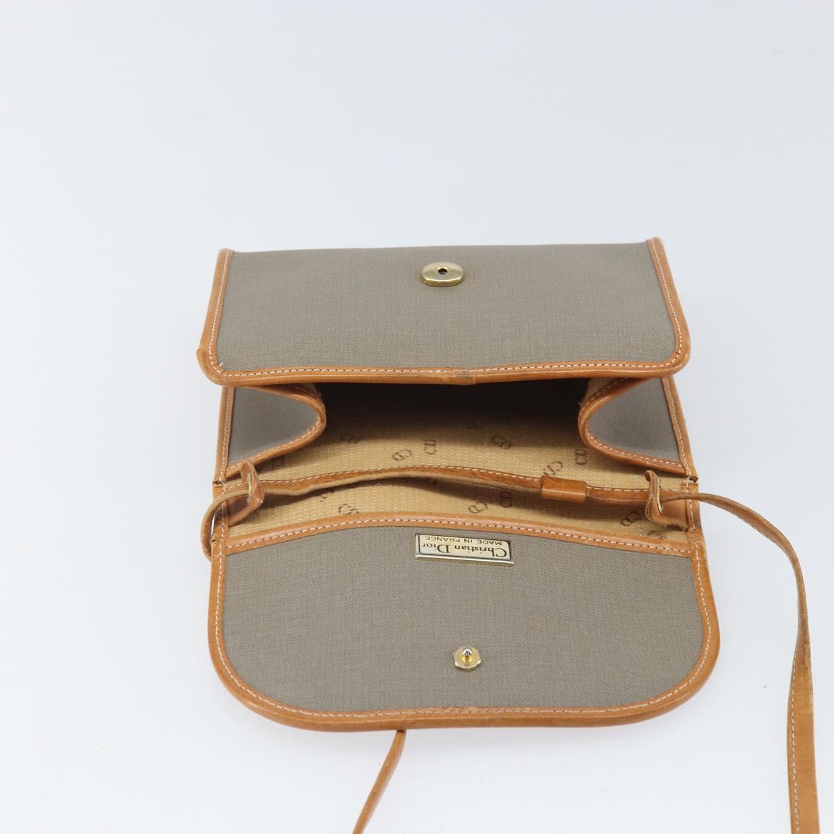 Christian Dior Shoulder Bag PVC Leather Gray Gold Auth ti3765