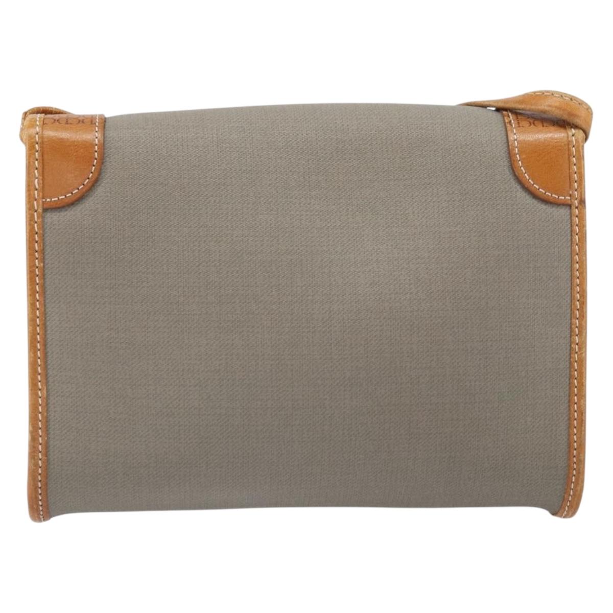Christian Dior Shoulder Bag PVC Leather Gray Gold Auth ti3765