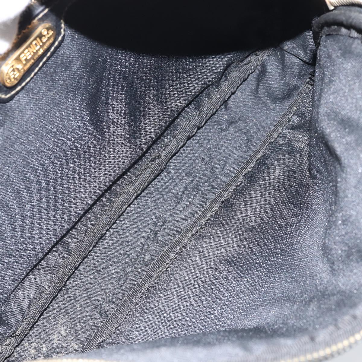 FENDI Pecan Canvas Shoulder Bag Coated Canvas Black Brown gold Auth ti3766