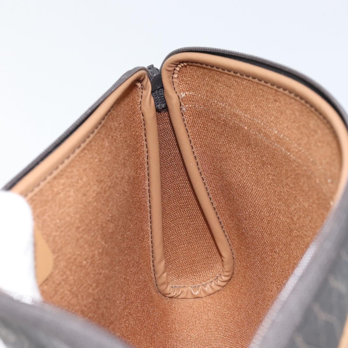 Christian Dior Honeycomb Canvas Pouch PVC Leather Black Auth ti3769