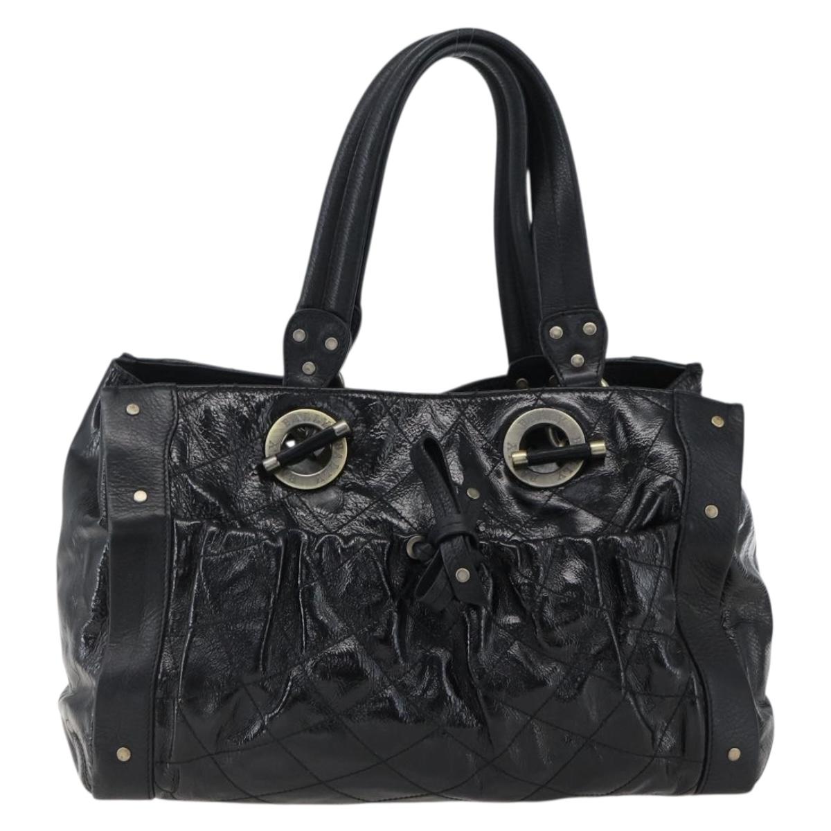BALLY Hand Bag Leather Black Auth ti3771