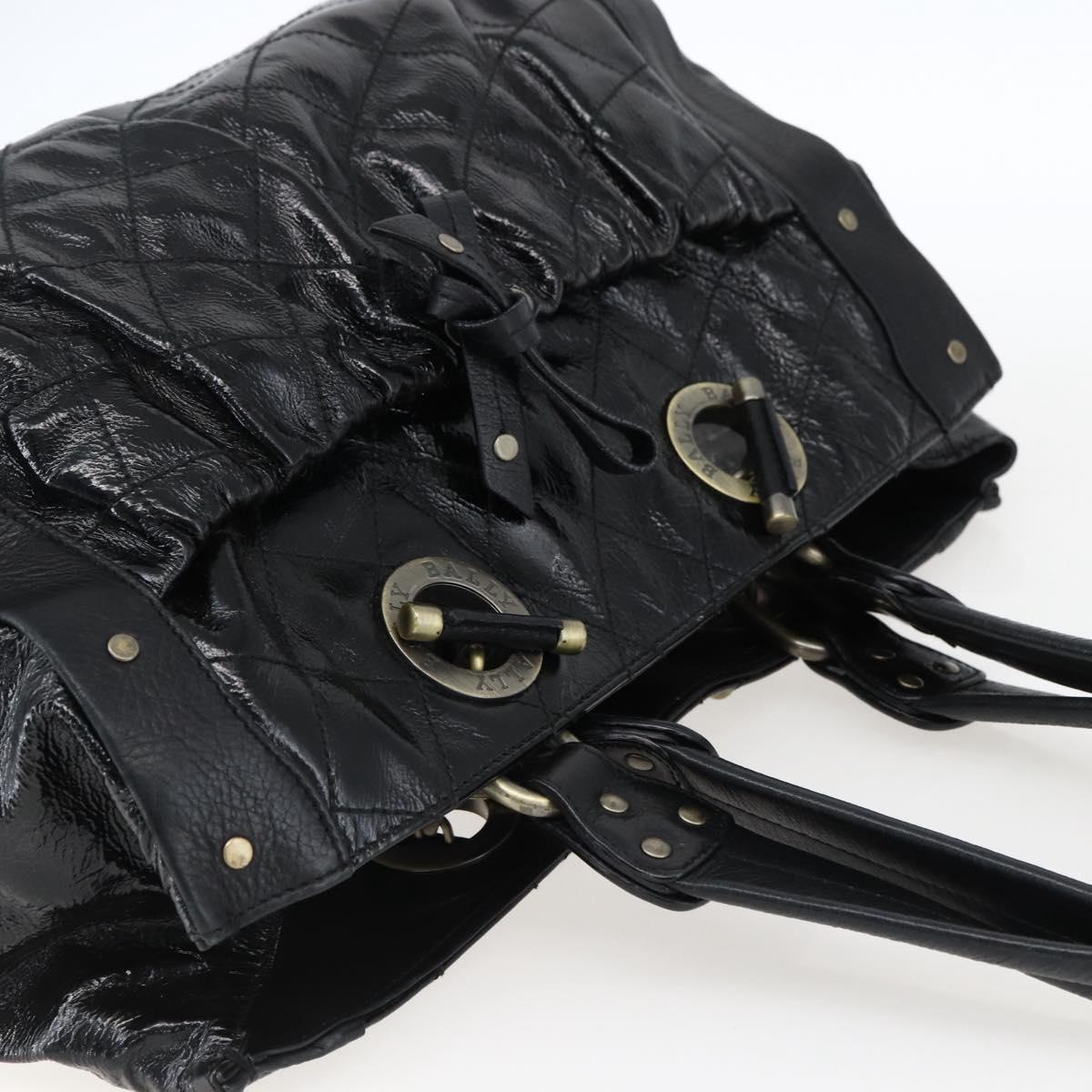 BALLY Hand Bag Leather Black Auth ti3771