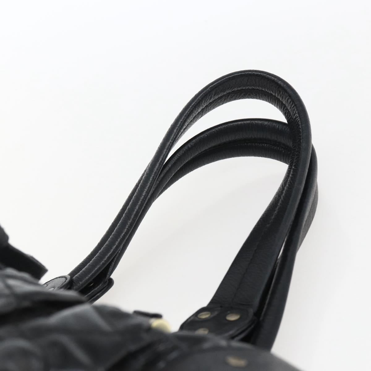 BALLY Hand Bag Leather Black Auth ti3771