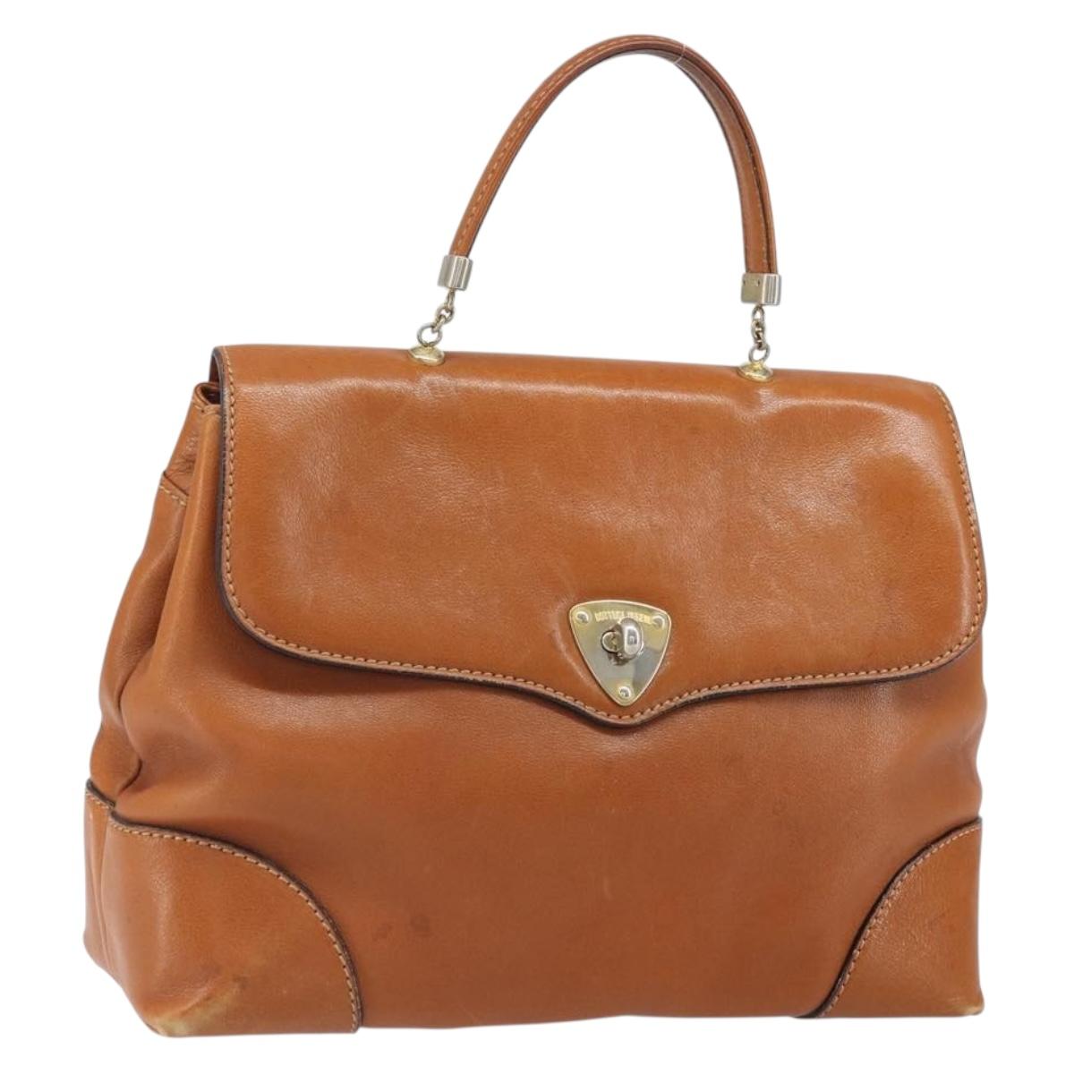 BOTTEGA VENETA Hand Bag Leather Brown Gold Auth ti3772
