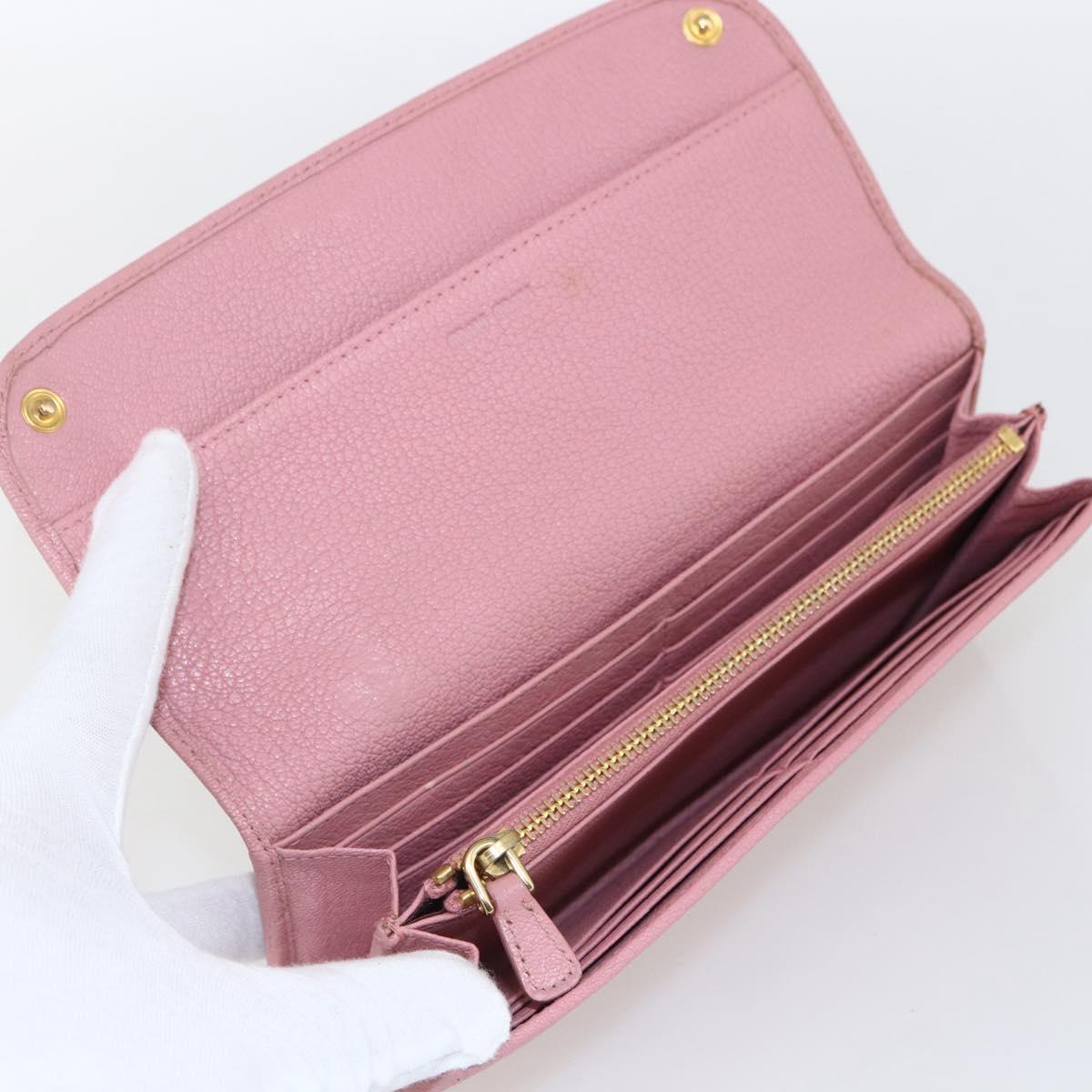 Miu Miu Long Wallet Leather Pink Auth ti3779