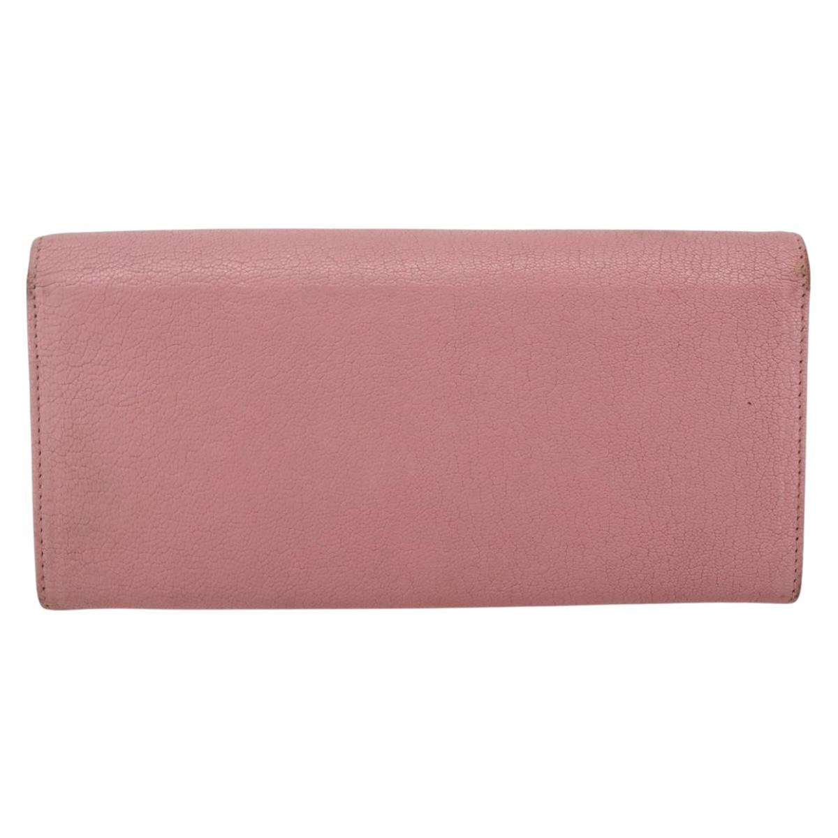Miu Miu Long Wallet Leather Pink Auth ti3779