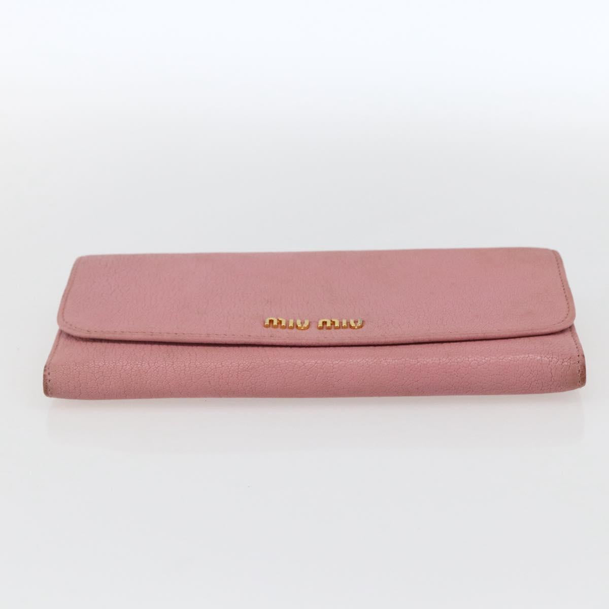 Miu Miu Long Wallet Leather Pink Auth ti3779