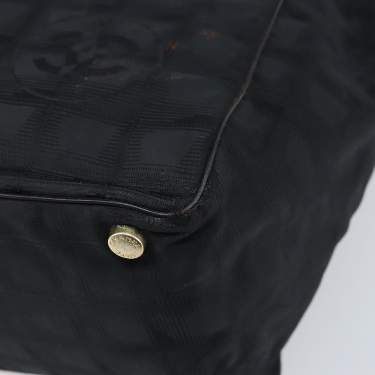 CHANEL New Travel Line Tote Bag Nylon Black Gold CC Auth ti3781