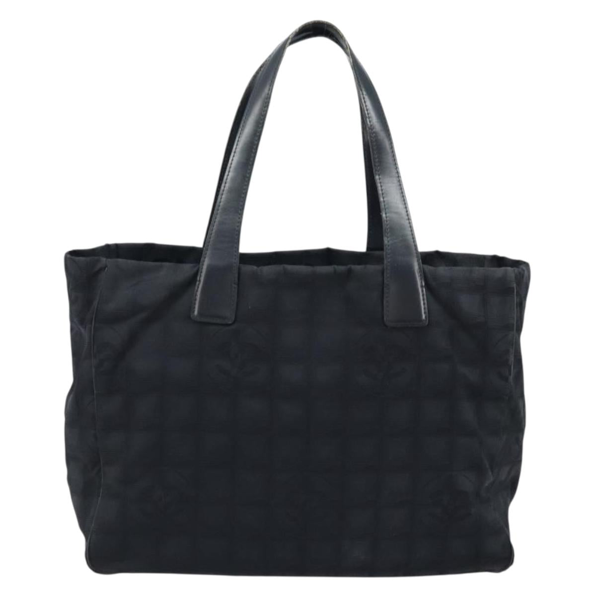 CHANEL New Travel Line Tote Bag Nylon Black Gold CC Auth ti3781