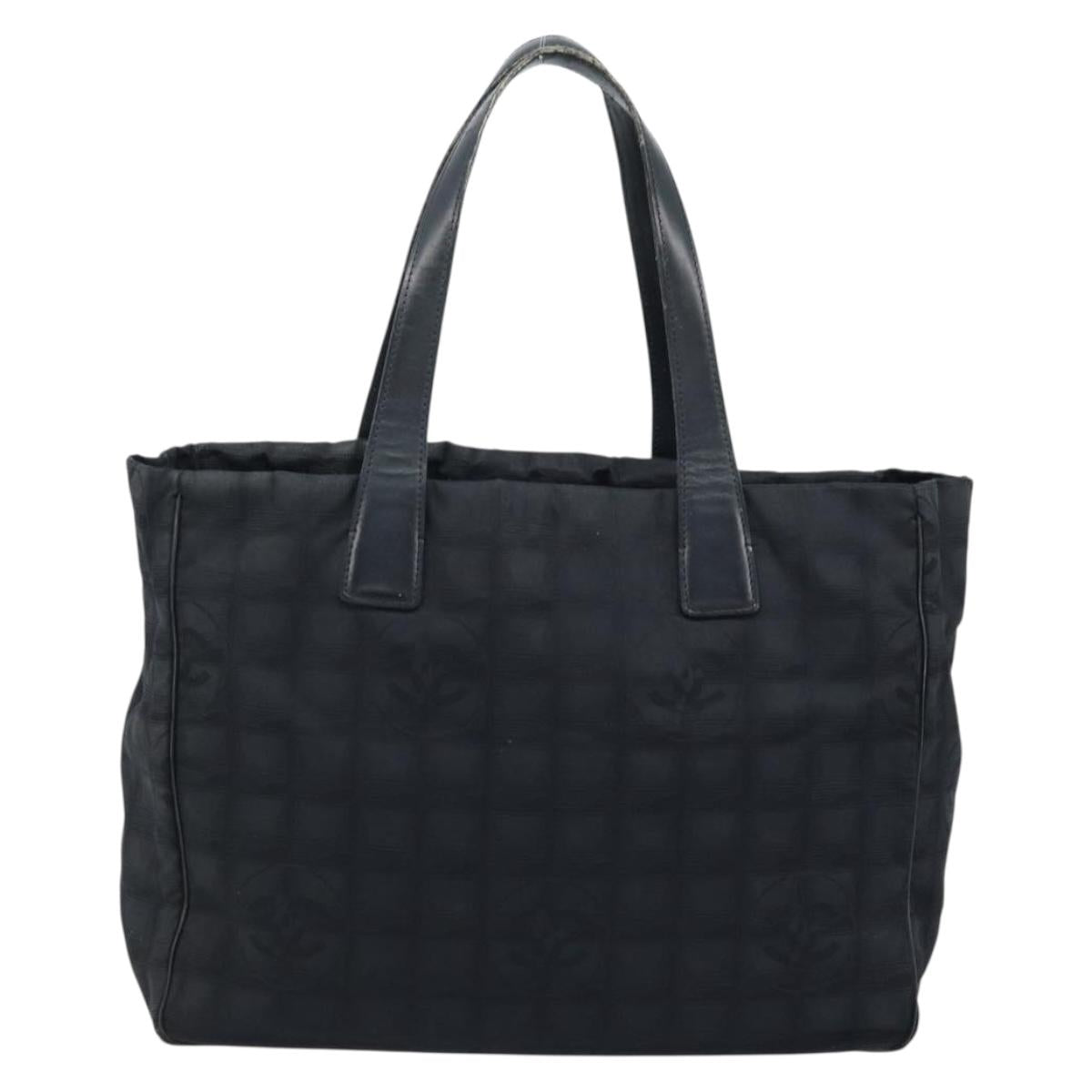 CHANEL New Travel Line Tote Bag Nylon Black Gold CC Auth ti3781