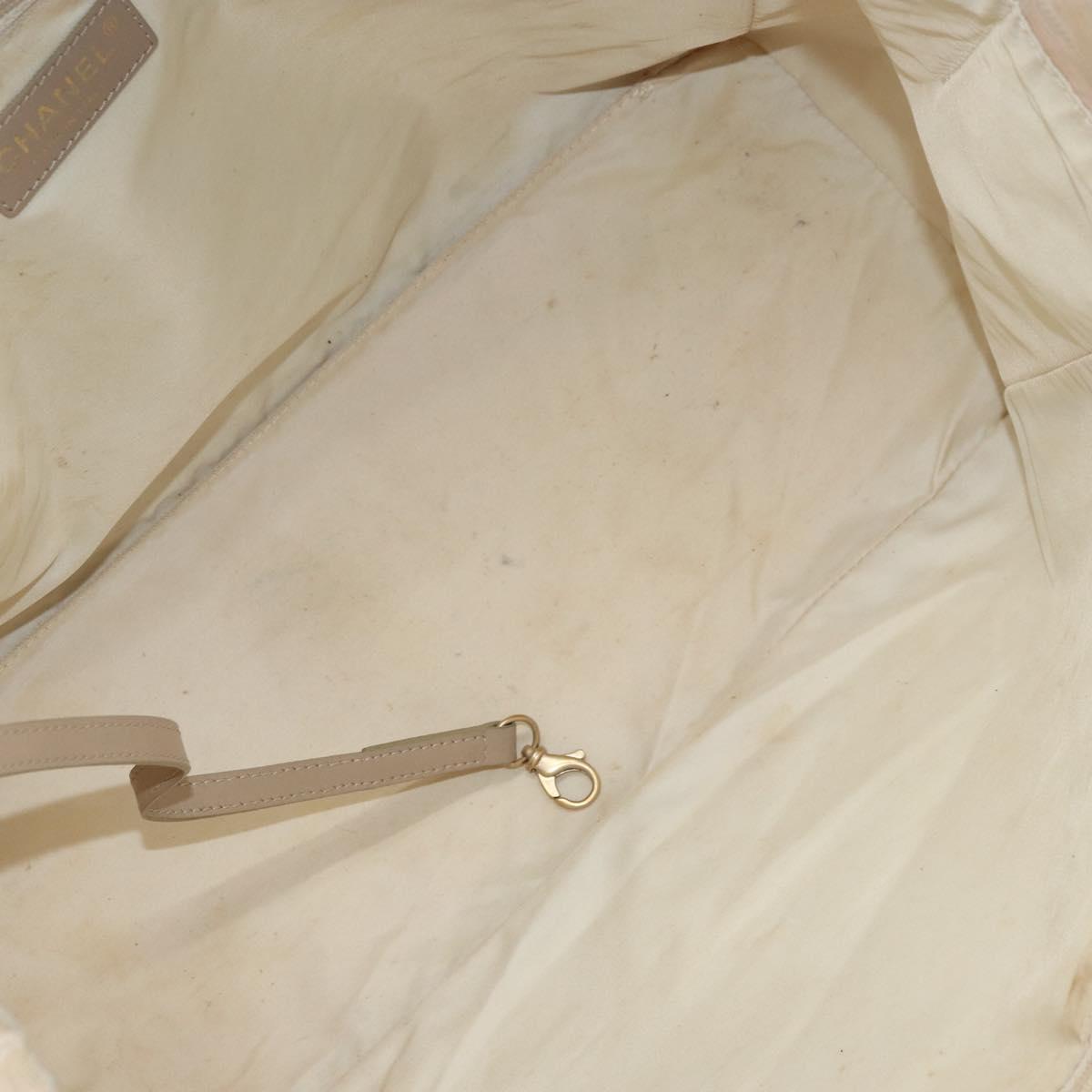 CHANEL New Travel Line Tote Bag Nylon Beige Gold CC Auth ti3788