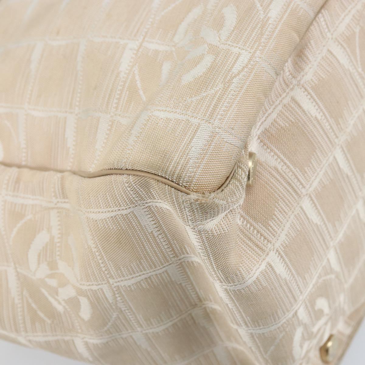CHANEL New Travel Line Tote Bag Nylon Beige Gold CC Auth ti3789