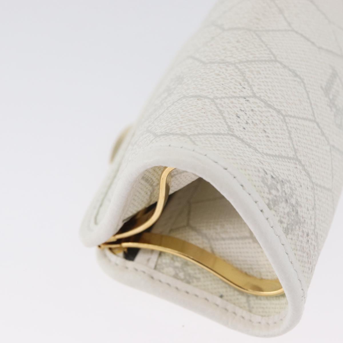Christian Dior Honeycomb Canvas Coin Purse PVC White Gold Auth ti3792A