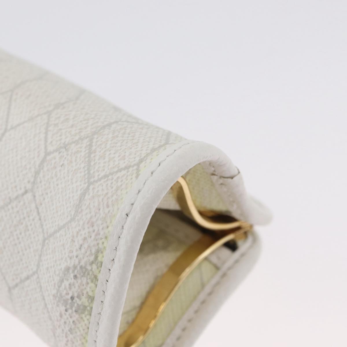 Christian Dior Honeycomb Canvas Coin Purse PVC White Gold Auth ti3792A