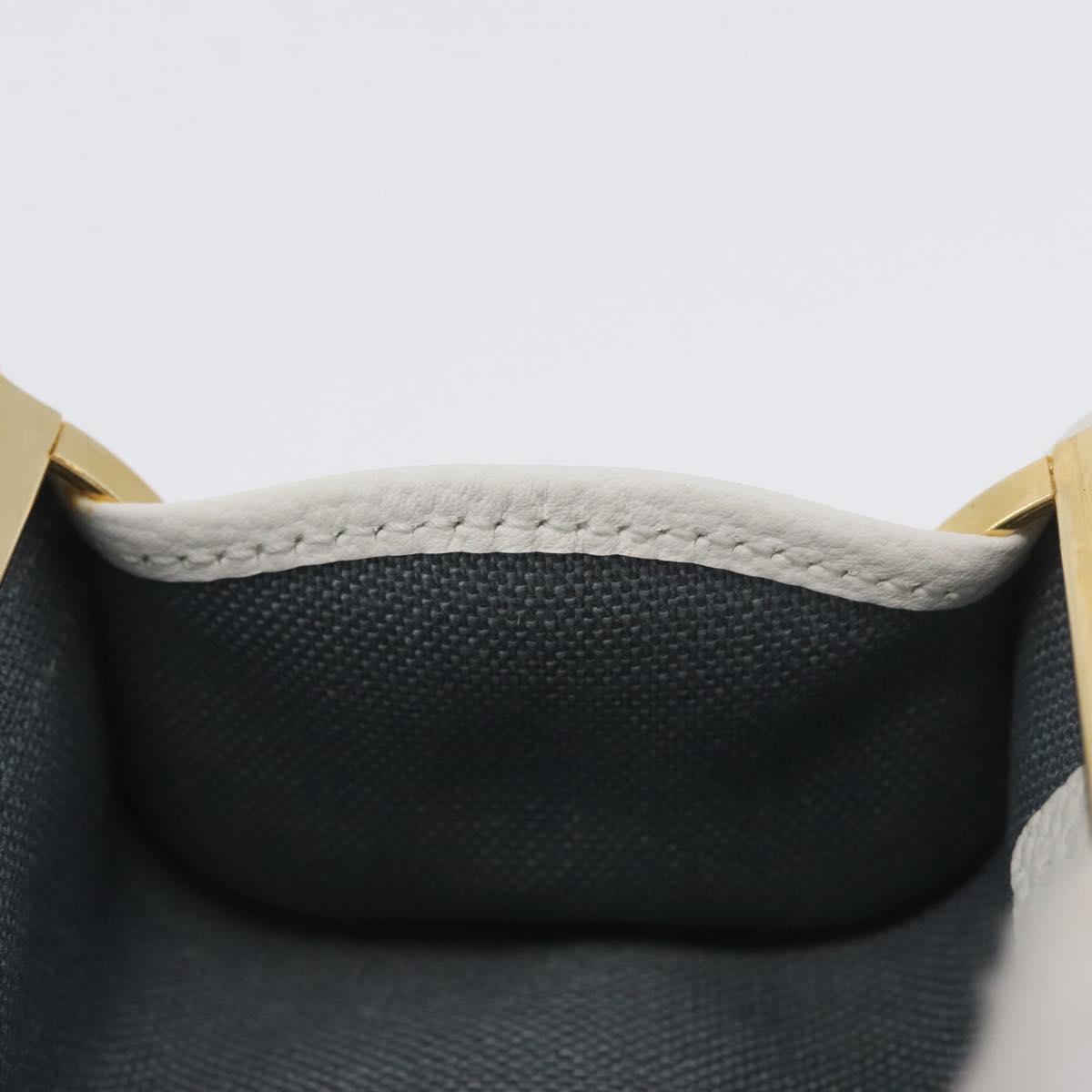 Christian Dior Honeycomb Canvas Coin Purse PVC White Gold Auth ti3792A