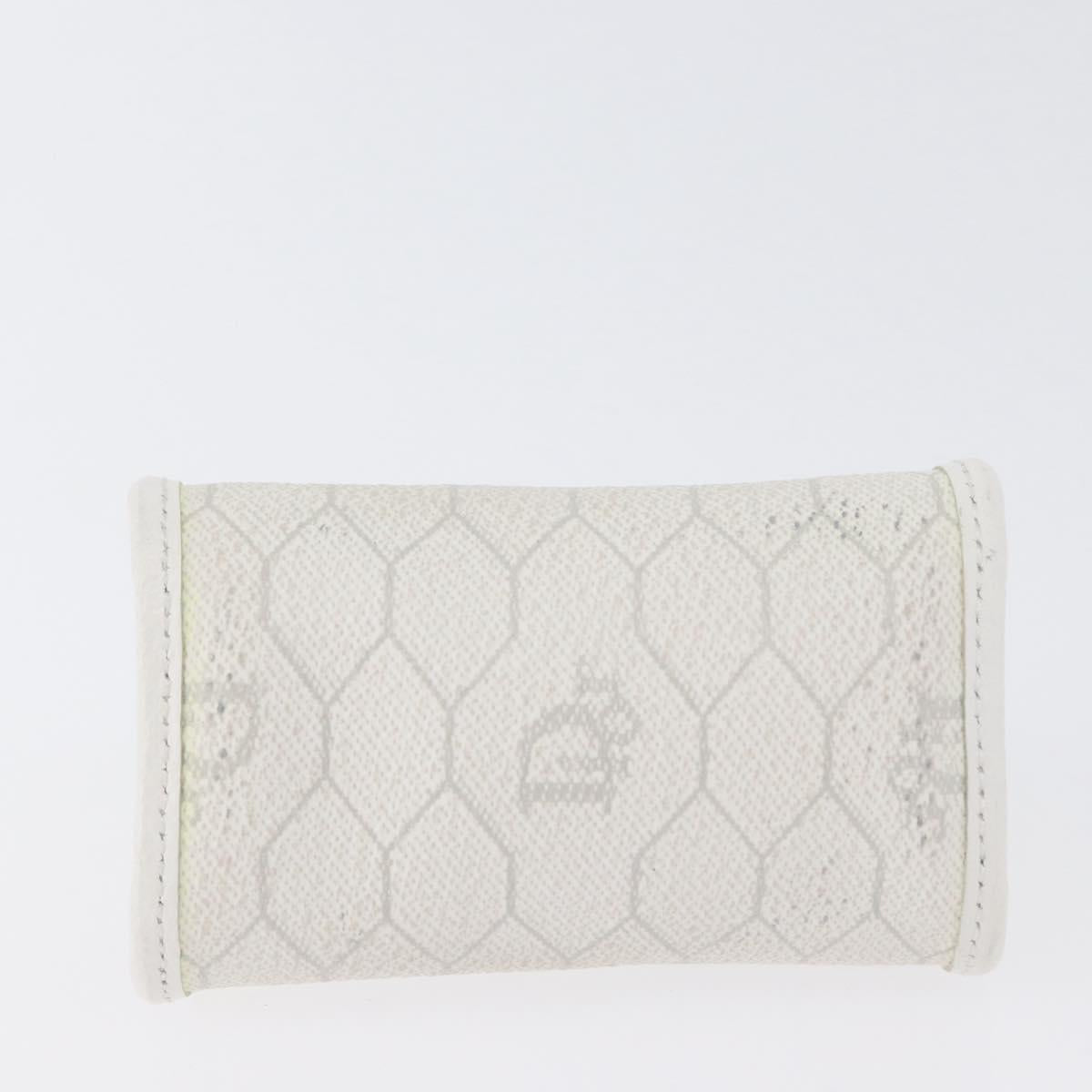 Christian Dior Honeycomb Canvas Coin Purse PVC White Gold Auth ti3792A