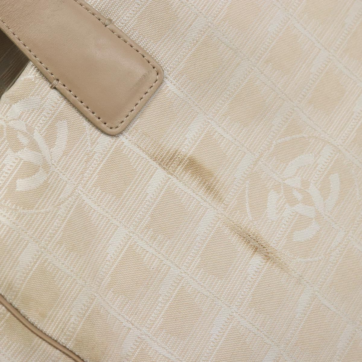 CHANEL New Travel Line Tote Bag Nylon Beige Gold CC Auth ti3795