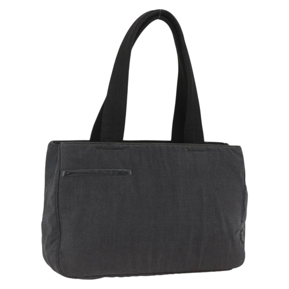 PRADA Hand Bag Canvas Gray Silver Auth ti3797