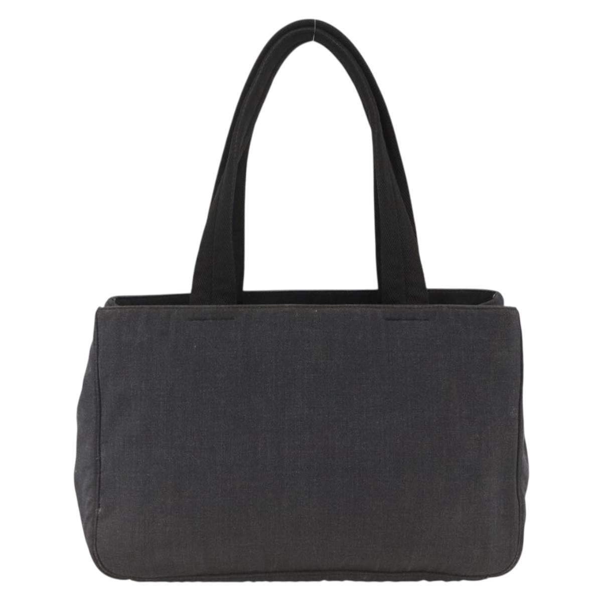 PRADA Hand Bag Canvas Gray Silver Auth ti3797