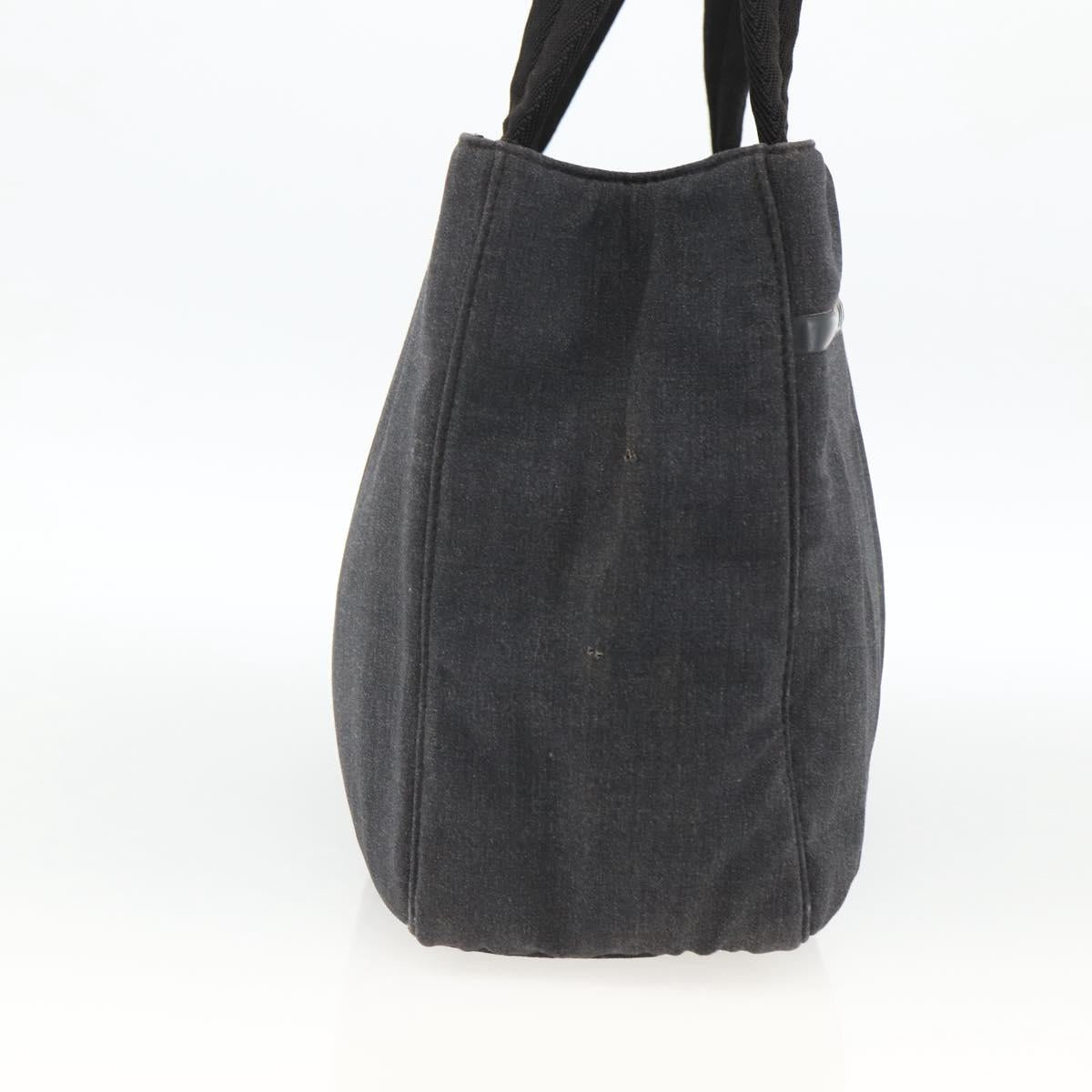 PRADA Hand Bag Canvas Gray Silver Auth ti3797