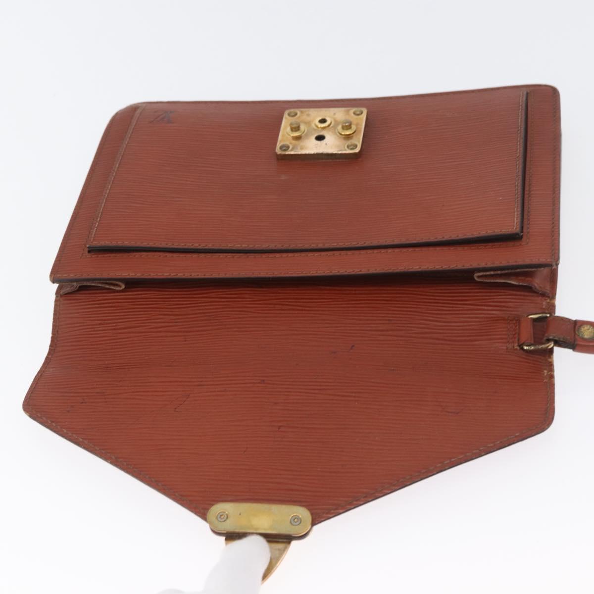 LOUIS VUITTON Epi Serie Dragonne Hand Bag Brown M52618 LV Auth ti3804
