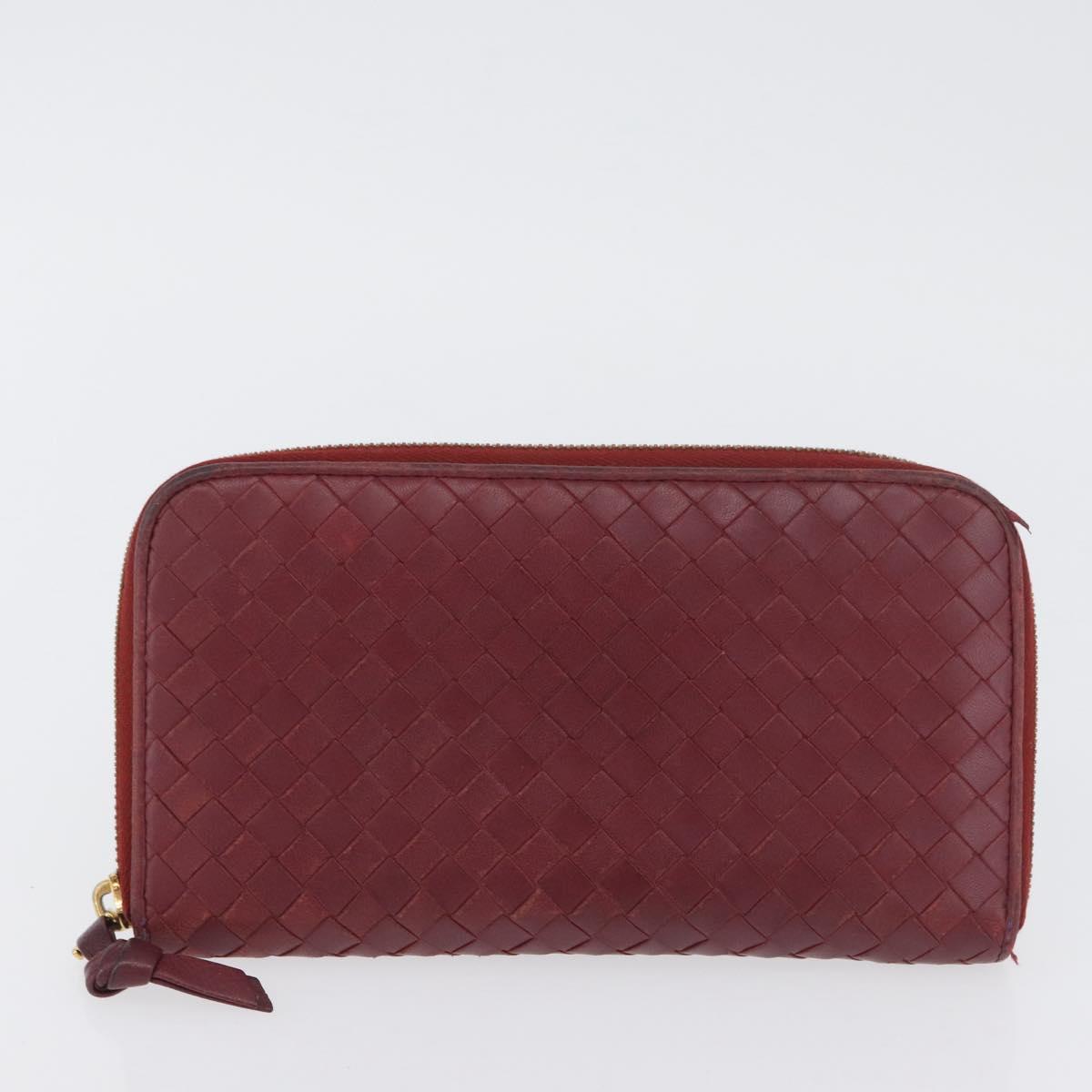 BOTTEGA VENETA INTRECCIATO Wallet Leather 2 Set Black Red Auth ti3810