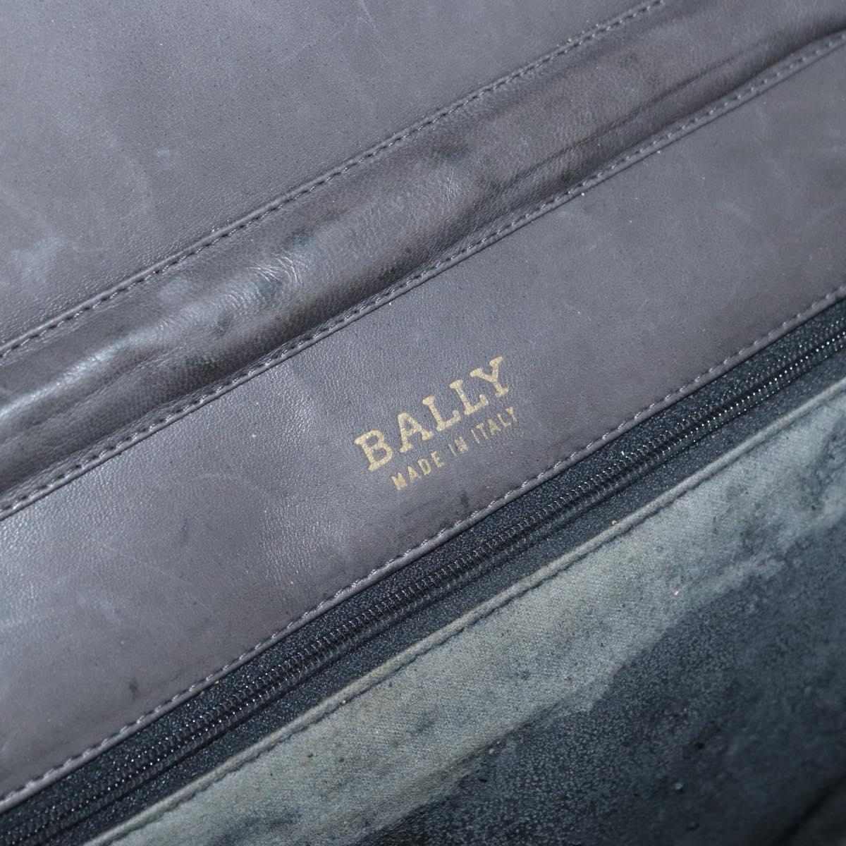 BALLY Chain Shoulder Bag Leather Gray Gold Auth ti3817