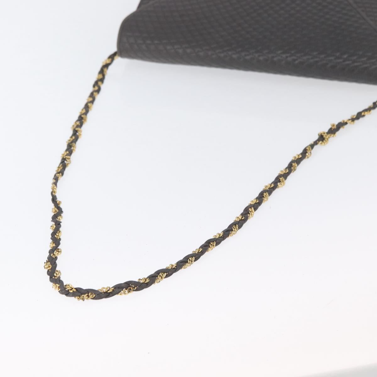 BALLY Chain Shoulder Bag Leather Gray Gold Auth ti3817