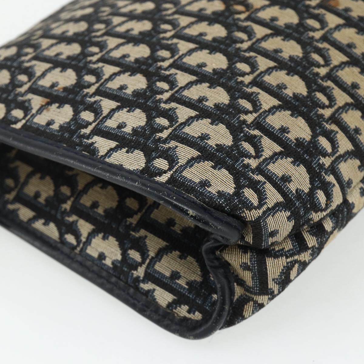 Christian Dior Trotter Canvas Clutch Bag Navy Silver Auth ti3819