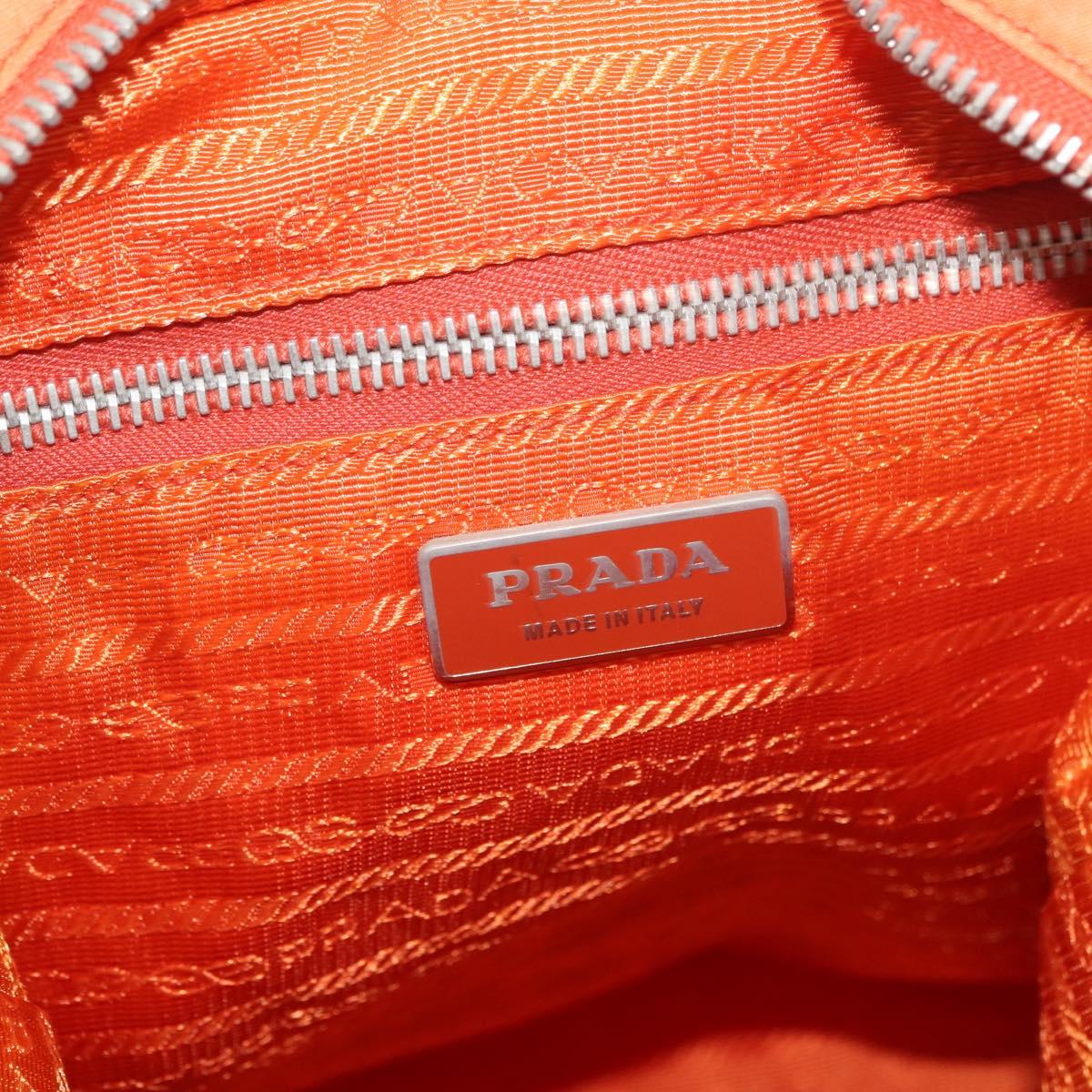 PRADA Hand Bag Nylon 2way Orange Silver Auth ti3826