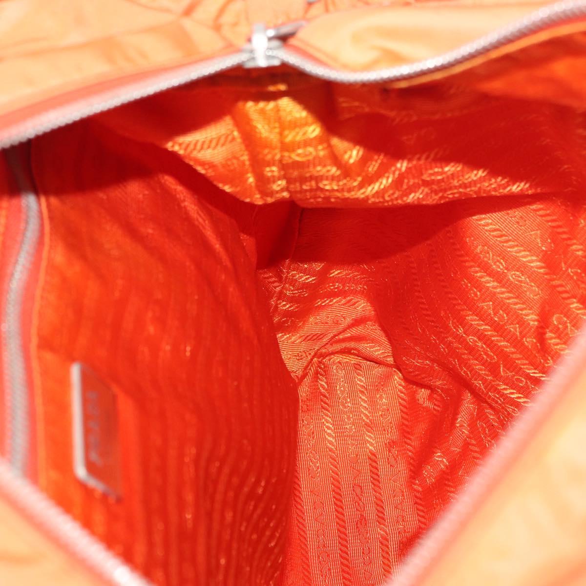 PRADA Hand Bag Nylon 2way Orange Silver Auth ti3826