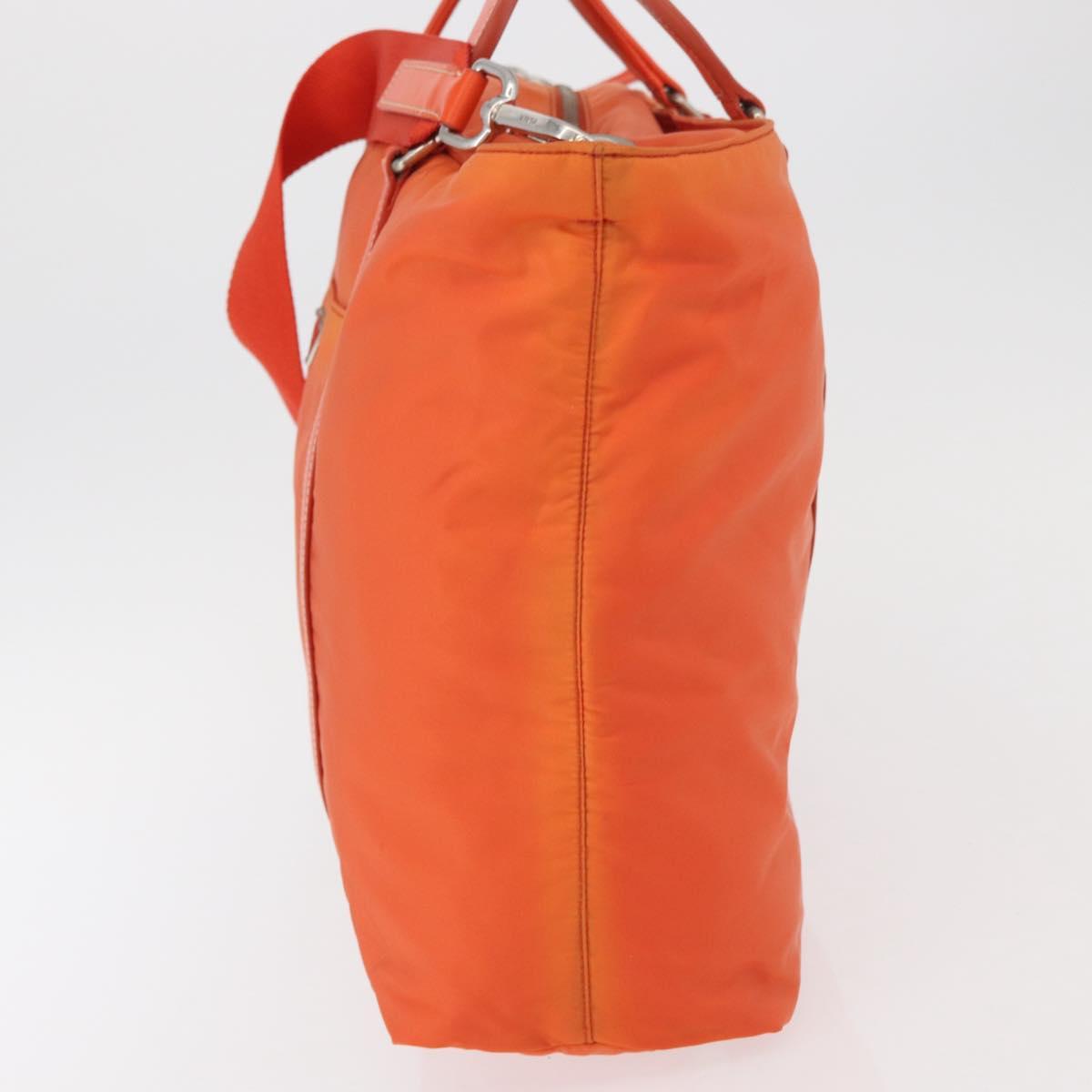 PRADA Hand Bag Nylon 2way Orange Silver Auth ti3826