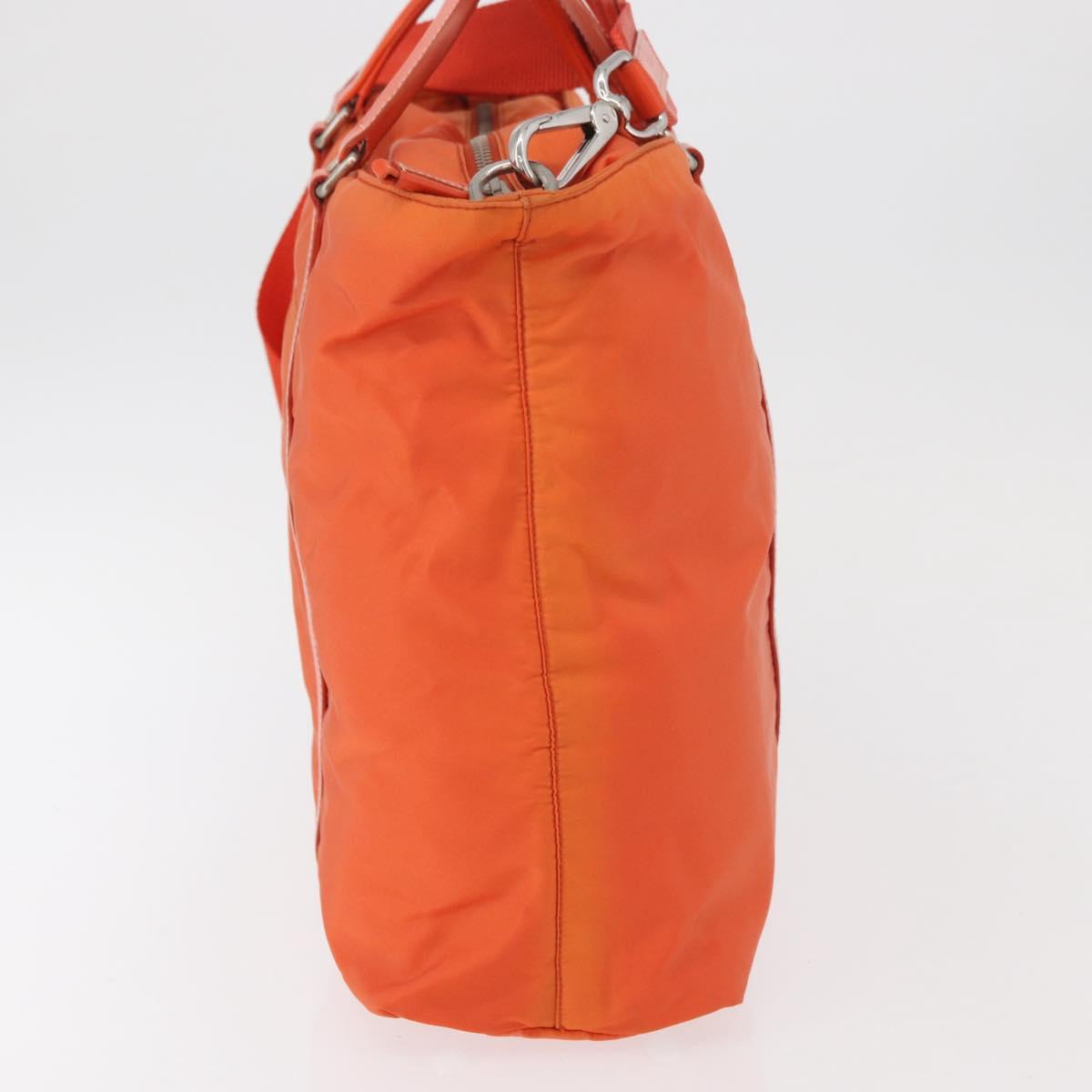 PRADA Hand Bag Nylon 2way Orange Silver Auth ti3826