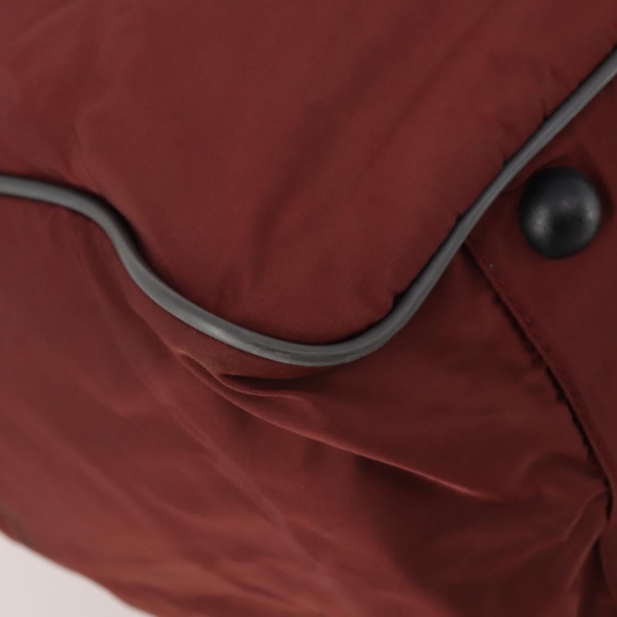 PRADA Sports Boston Bag Nylon Bordeaux Silver Auth ti3840