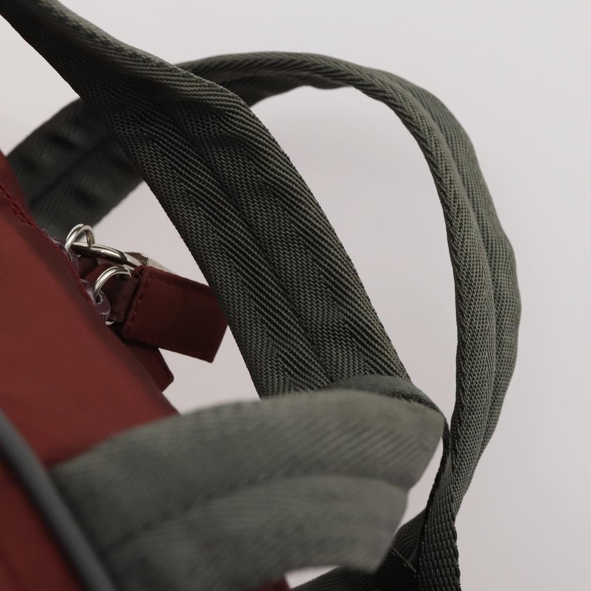 PRADA Sports Boston Bag Nylon Bordeaux Silver Auth ti3840