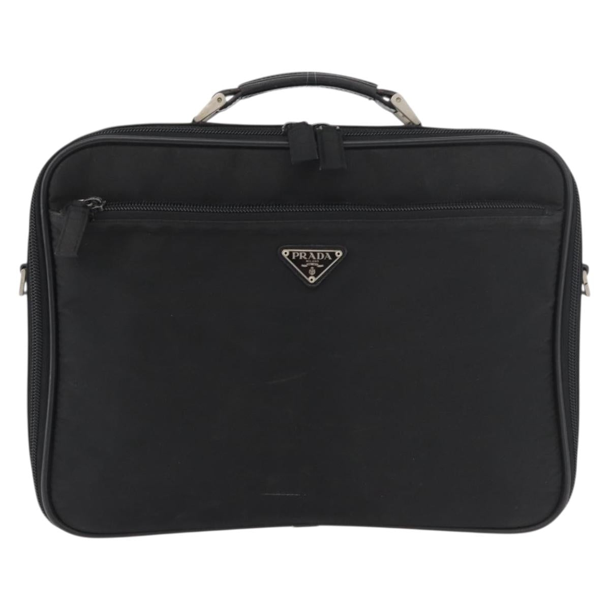 PRADA Business Bag Nylon Black Silver Auth ti3842